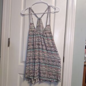 Liberty Love Pastel Tribal Stripe Sleeveless Top Oversized Hi Lo Beach